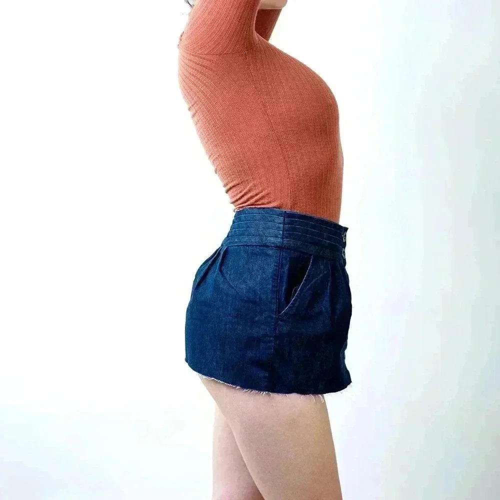 Anthro Pilcro and the Letterpress Raw Hem Denim Micro Mini Skirt - Picture 6 of 6